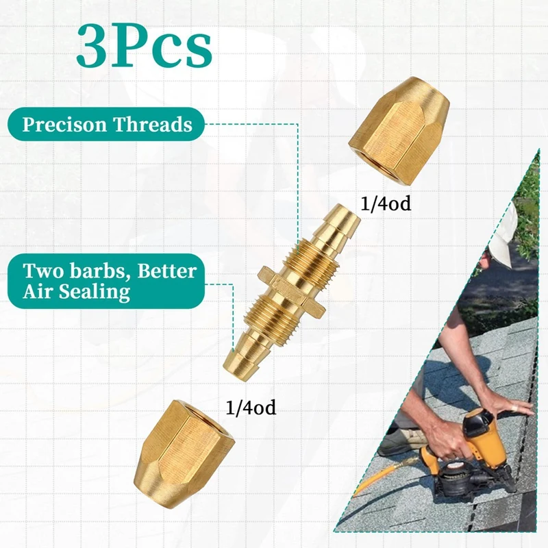 ABGR-3 Pack Ремкомплект для воздушного шланга 3/8-дюймовый сварочный аппарат для воздушного шланга из твердой латуни Многоразовый комплект для ремонта шланга