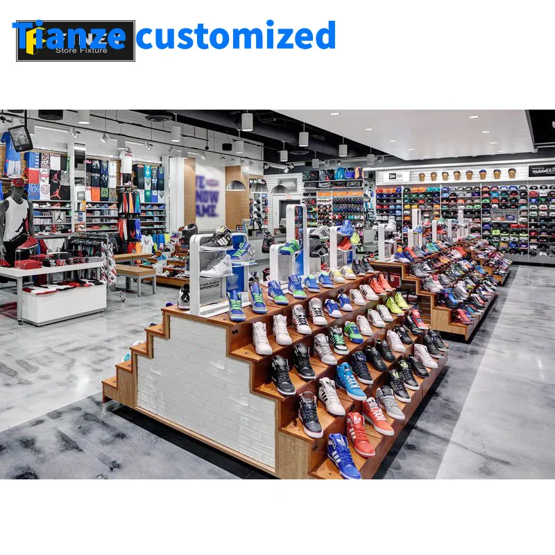 (Customized) Footwear Display Shoe Store MDF Gondola Shoe Display Stand