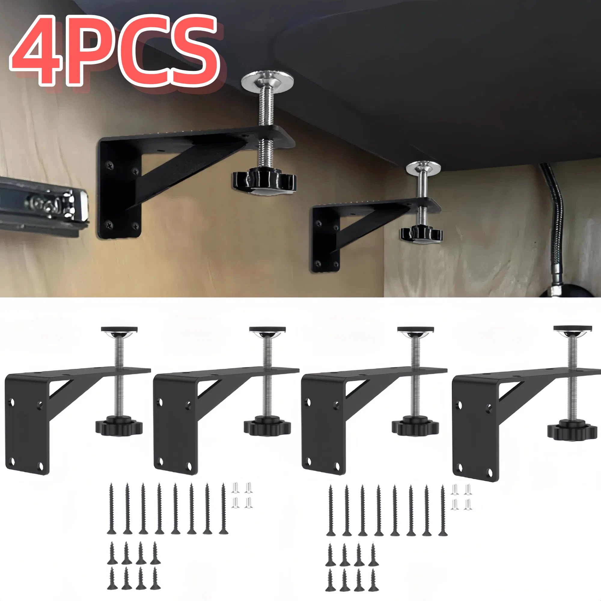 4Pcs Undermount Sink Bracket Rust Resistant  Adjustable Upgrade Pedestal Sink Support Triangular Structure for Kitchen Narrow