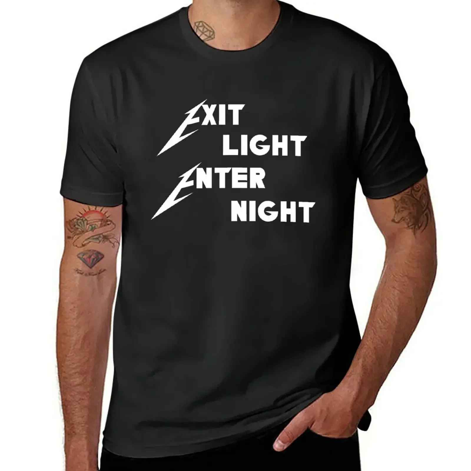 

Exit Night Enter Light Heavy Metal Design T-Shirt anime clothes man clothes new edition blue archive t shirts for men