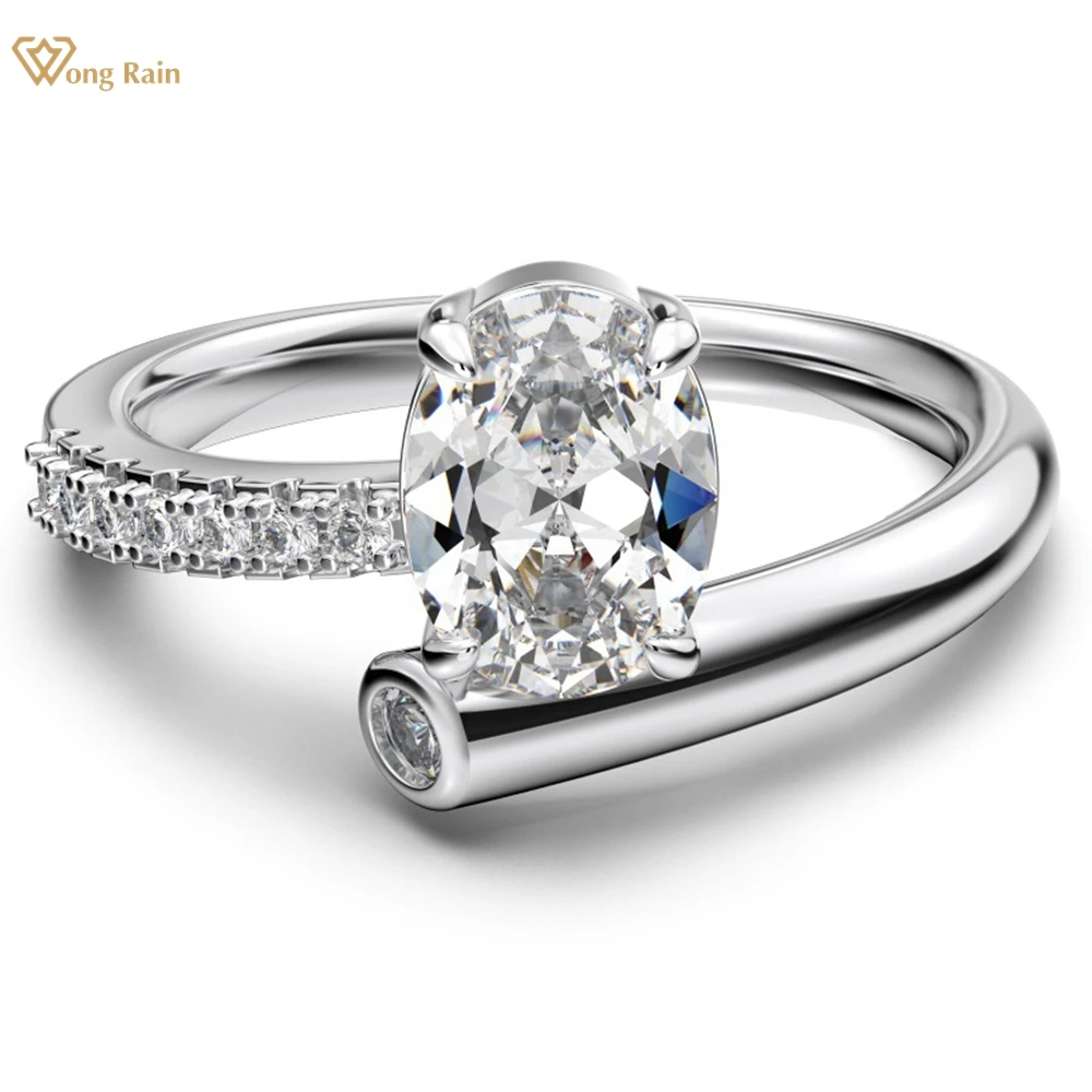 Wong Rain 100% 925 Sterling Silver 3EX VVS1 6*8 MM Oval Cut Lab Sapphire Gemstone Wedding Party Ring for Women Jewelry Wholesale