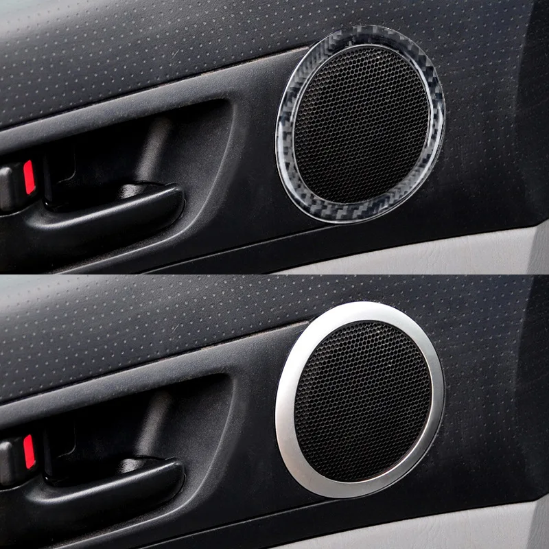 For 12-15 Toyota Tacoma Car Interior Modification Carbon Fiber Front Door Speaker Ring Decorative Stickers
