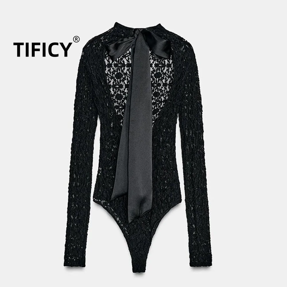 

High Street 2pcs Set Sexy Fashion Autumn New Women's Lace Jumpsuit and Butterfly Bow Mini Skirt