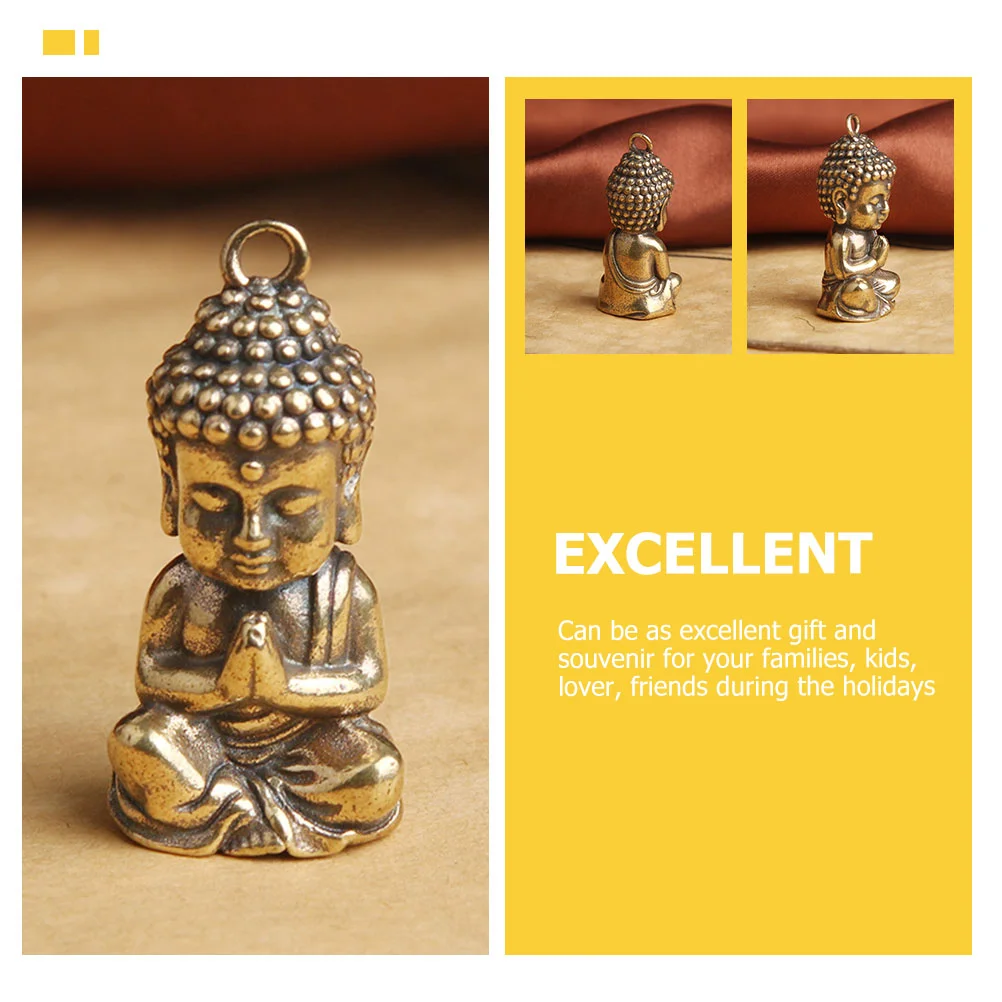 4 Pcs Vintage Ornaments Small Buddha Charm Statue Dining Table DIY Key Pendant Meditation Beads