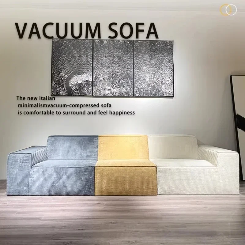 Sofá de Corduroy Comprimido al Vacío, Sofá Combinado Tipo Bloque de Tofu, Sofá Recto con Forma de Esponja, Esponja de Alta Resiliencia