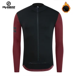 YKYW Men Long Sleeve Cycling Jersey Thermal Fleece Jacket T Shirt Bicycle Sportswear Mtb Maillot Road Bike Racing Sport Clothing