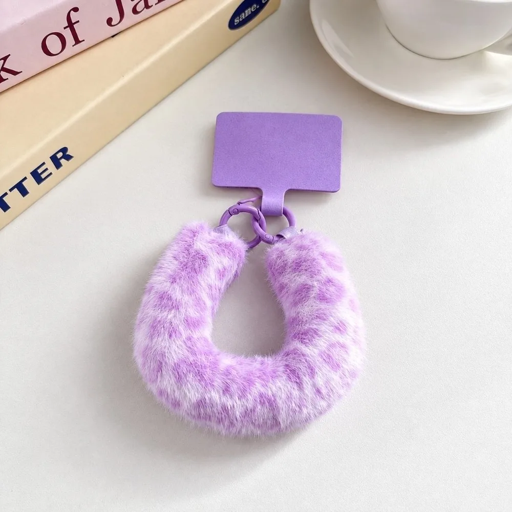 Exquisite Winter Mobile Phone Wrist Strap Warm Phone Lanyard Anti-lost Leopard Print Keychain Cell Accessories