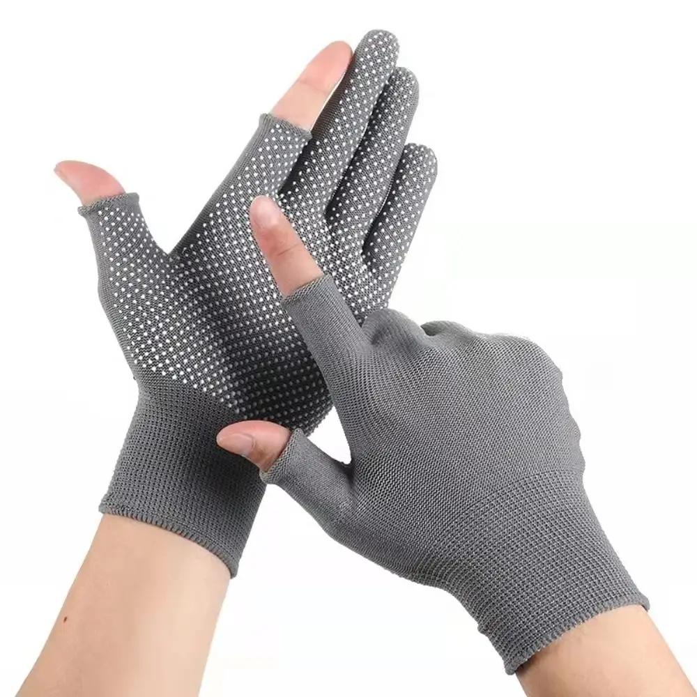 Sports/Biking Stretch Driving Gloves Wear Resistant Open Two Finger Fishing Gloves Anti-Slip Sunscreen Gloves Spring Summer