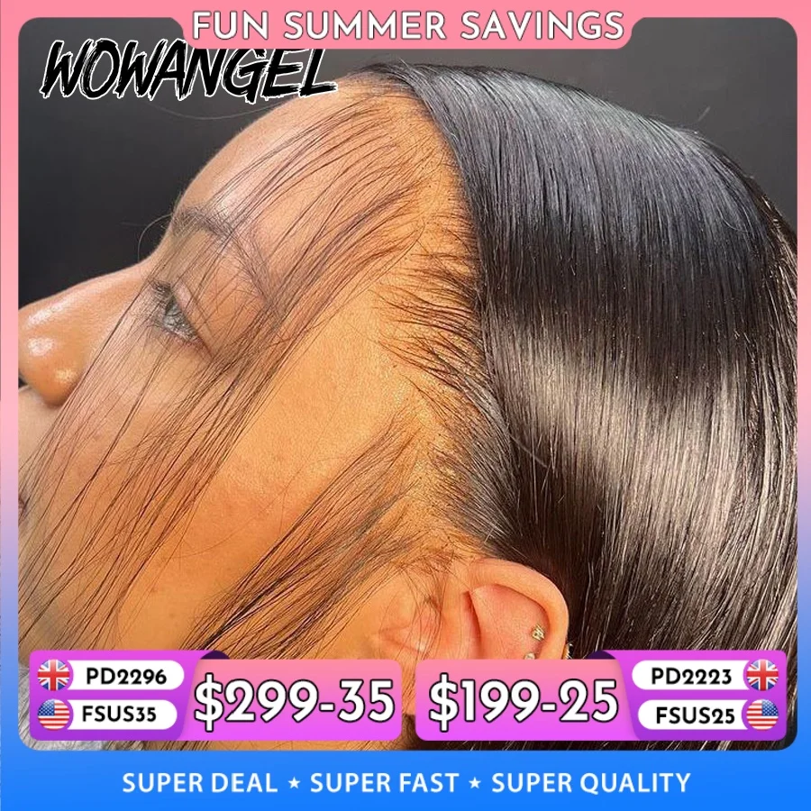 WOWANGE HD Lace Frontal 250% 13x6 HD Lace Front Perruques Straght invisible HD Lace Melt Skins HD Lace Front Perruques de Cheveux Humains Sans Colle