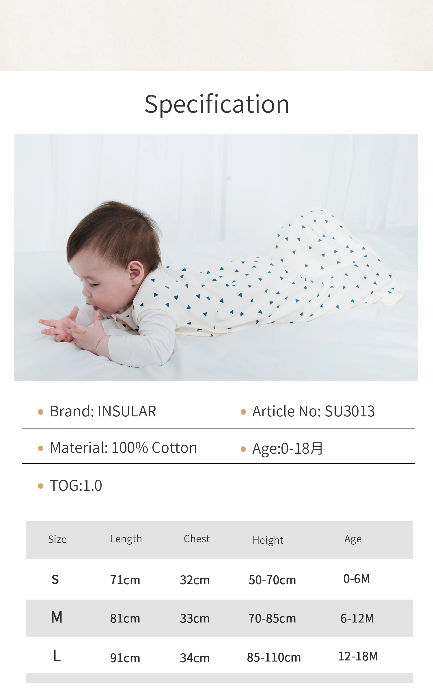INSULAR Baby Sleeping Bags Infant Sleep Sacks Toddler Blanket Suit Sleeveless Unisex Washable 100% Cotton 0-18 months 4 Seasons