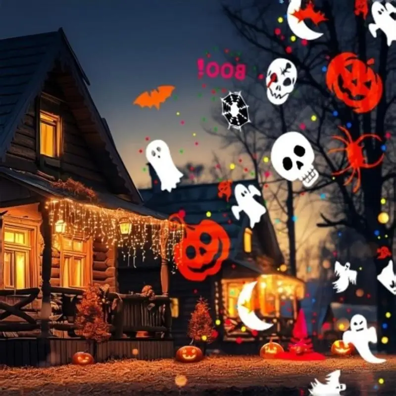 Halloween Projector Light Adjustable Mount Multiple Spooky Patterns for Home Indoor Outdoor Party Decoration