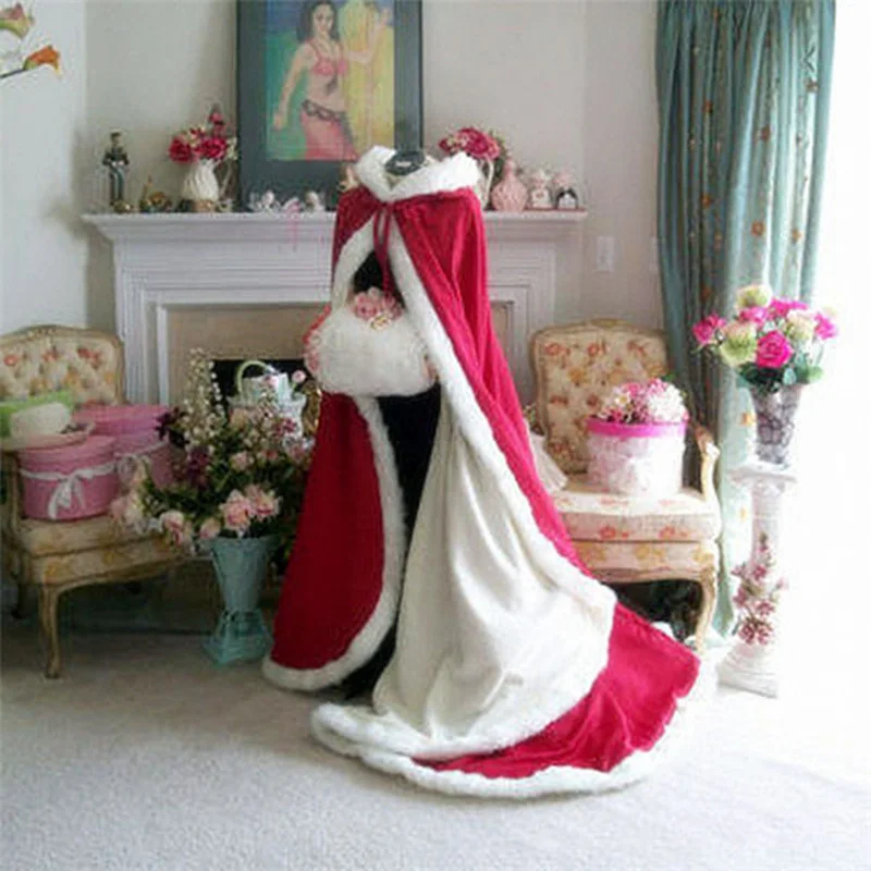 Fur Trim Satin Cloak Bridal Coat Shawl Wrap Renaissance Wedding Full Length Medieval Cape Newest Long section Shawl cloak