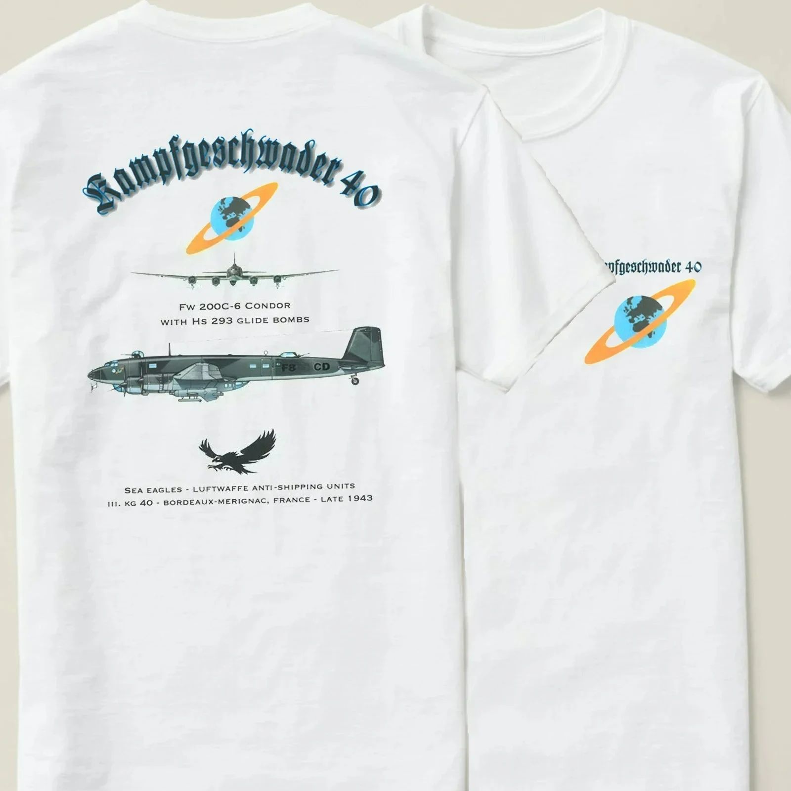 

Luftwaffe KG 40 Fw-200 Condor Reconnaissance Bomber T Shirt. 100% Cotton O-Neck Casual T-shirt Loose Top New Size S-3XL