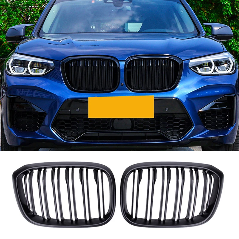 NiceCar Glossy Piano Black Front Hood Kidney Grille Grill For-BMW X3 G01 X4 G02 2018-2021