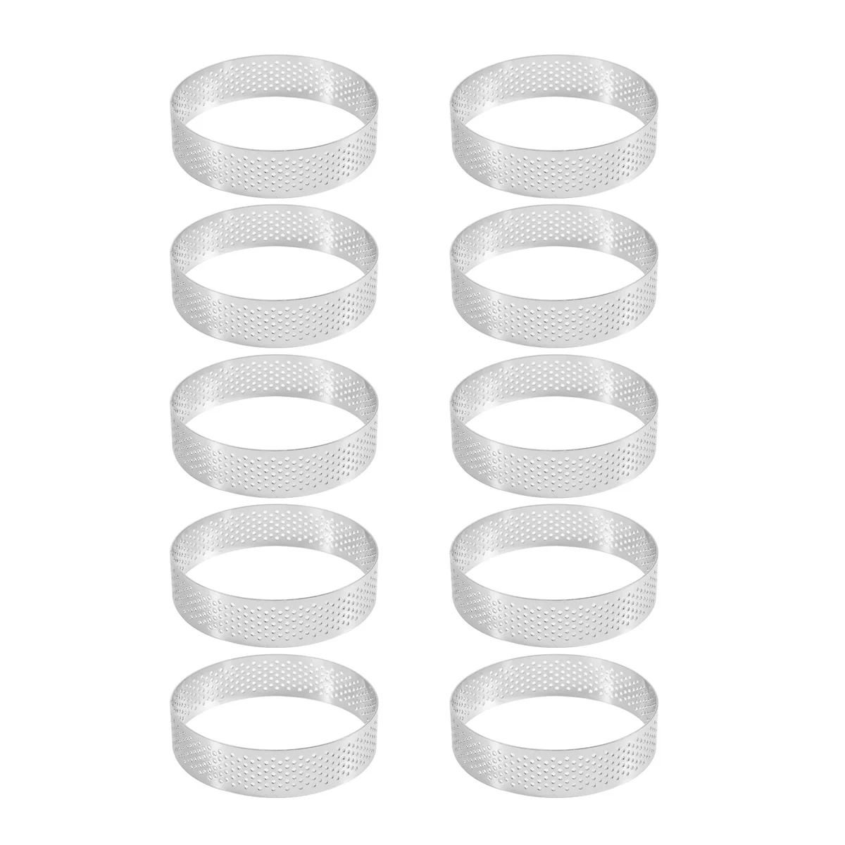 10 Pcs Circular Stainless Steel Tart Ring Tower Pie Cake Mould Baking Tools Perforated Cake Mousse Ring,8cm HY