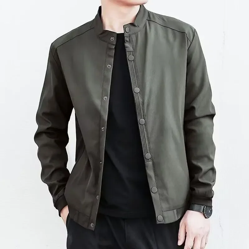 

Hong Kong Style Men's Jacket Loose Korean Style Trendy Spring Autumn Solid Color Minimalist Casual Versatile Jacket