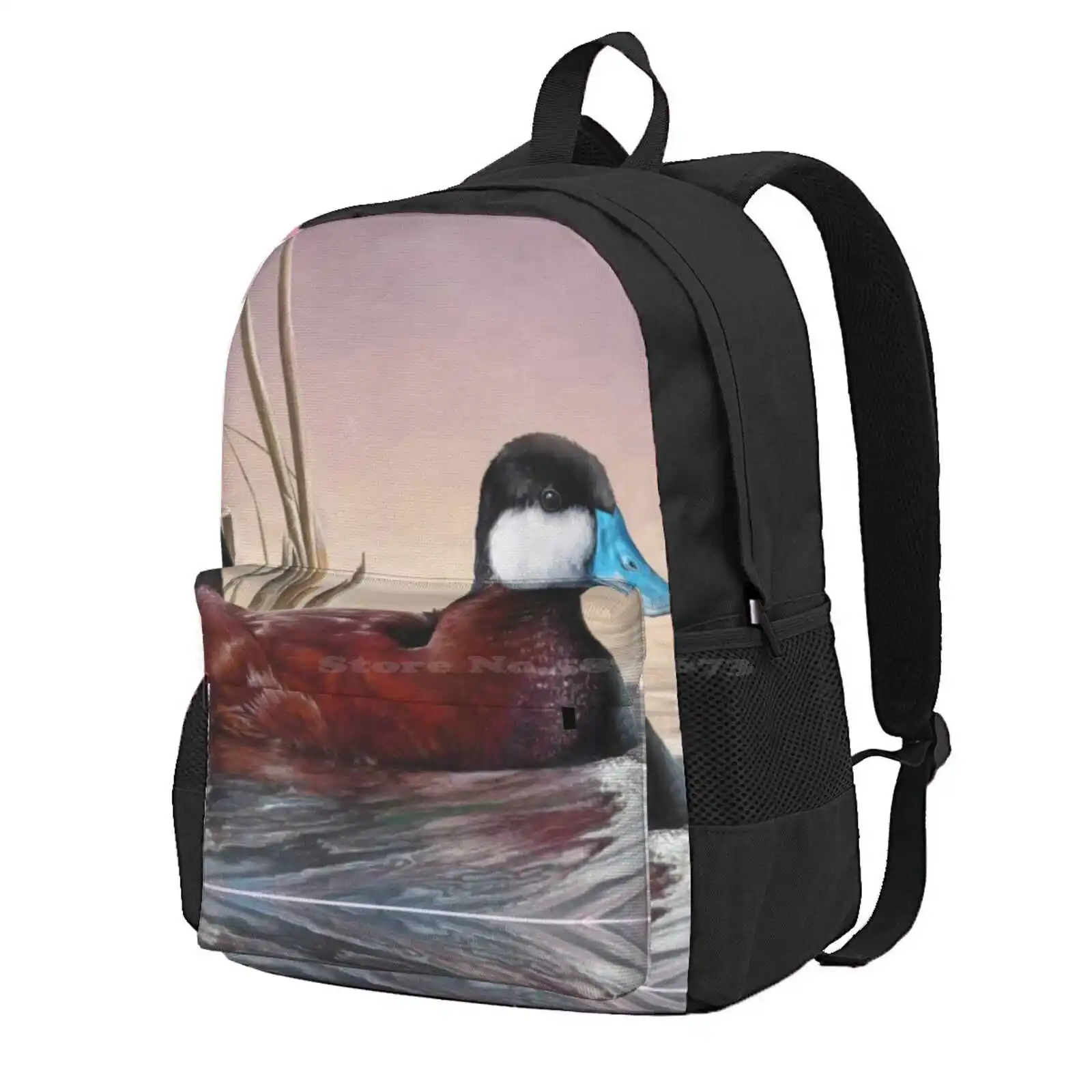 Ruddy Duck Hot Sale Schoolbag Backpack Fashion Bags Ruddy Duck Rubber Ducky Oxyura Jamaicensis Water Fowl Stiff Tailed Ducks