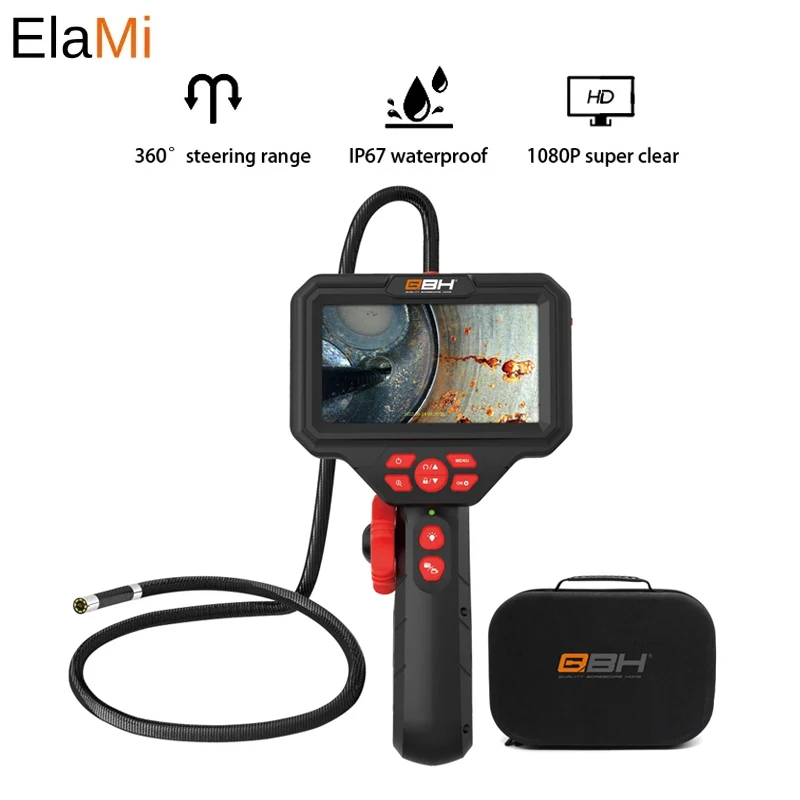 

2-Way 360° Steering Articulation Borescope With 5Inch Screen 1m Probe Endoscope Camera 1080P HD Waterproof for Car Pipe Inspect