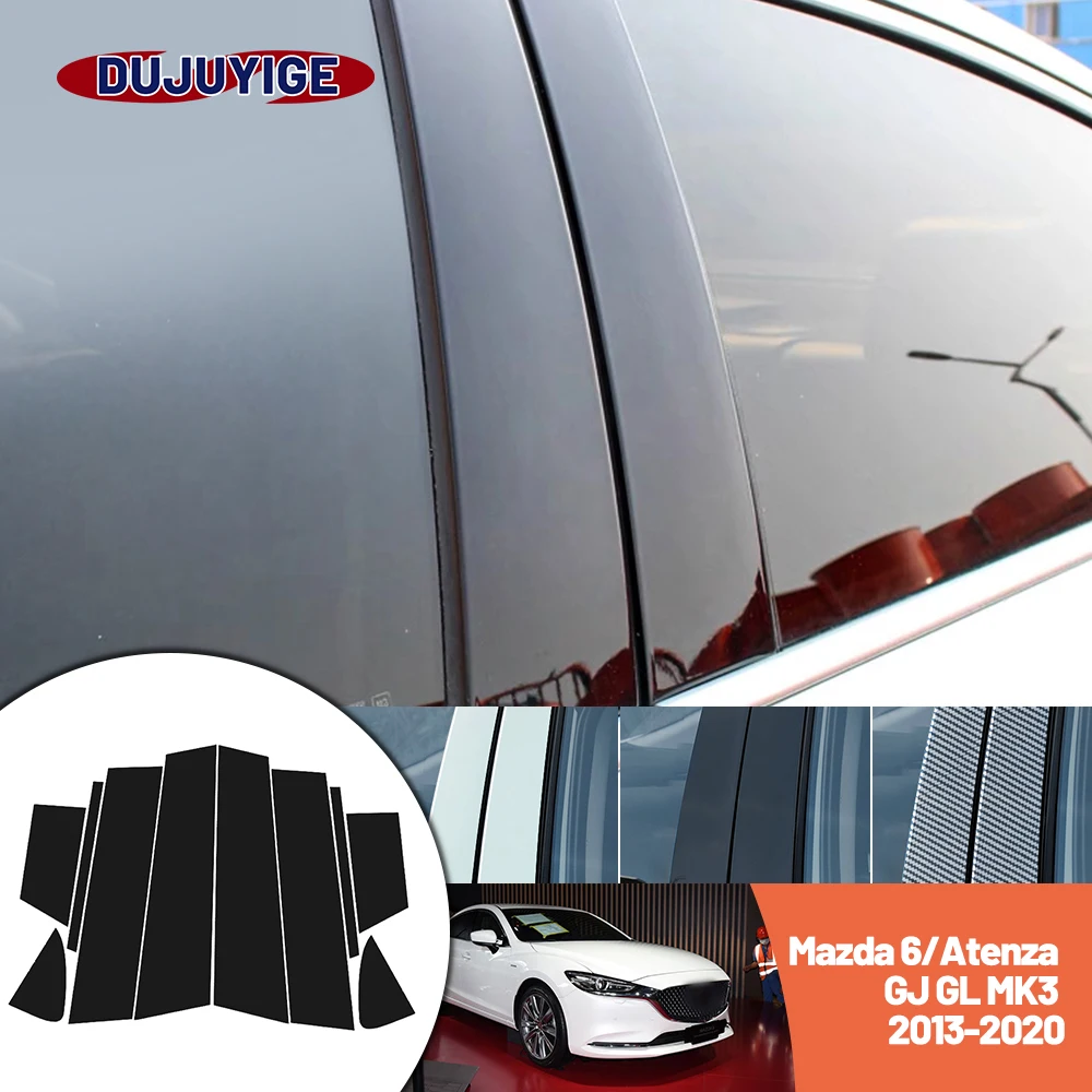 

Bright black carbon fiber door and window B C Pillar sticker suitable For Mazda 6 Atenza GJ GL MK3 2013-2020 2014 2015 2016 2017