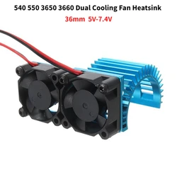 Motor Dual Cooling Fans Heatsink 540 550 3650 3660 Radiator 36mm 5V-7.4V For 1/10 1/8 RC Car Ship Part  Aluminum Alloy