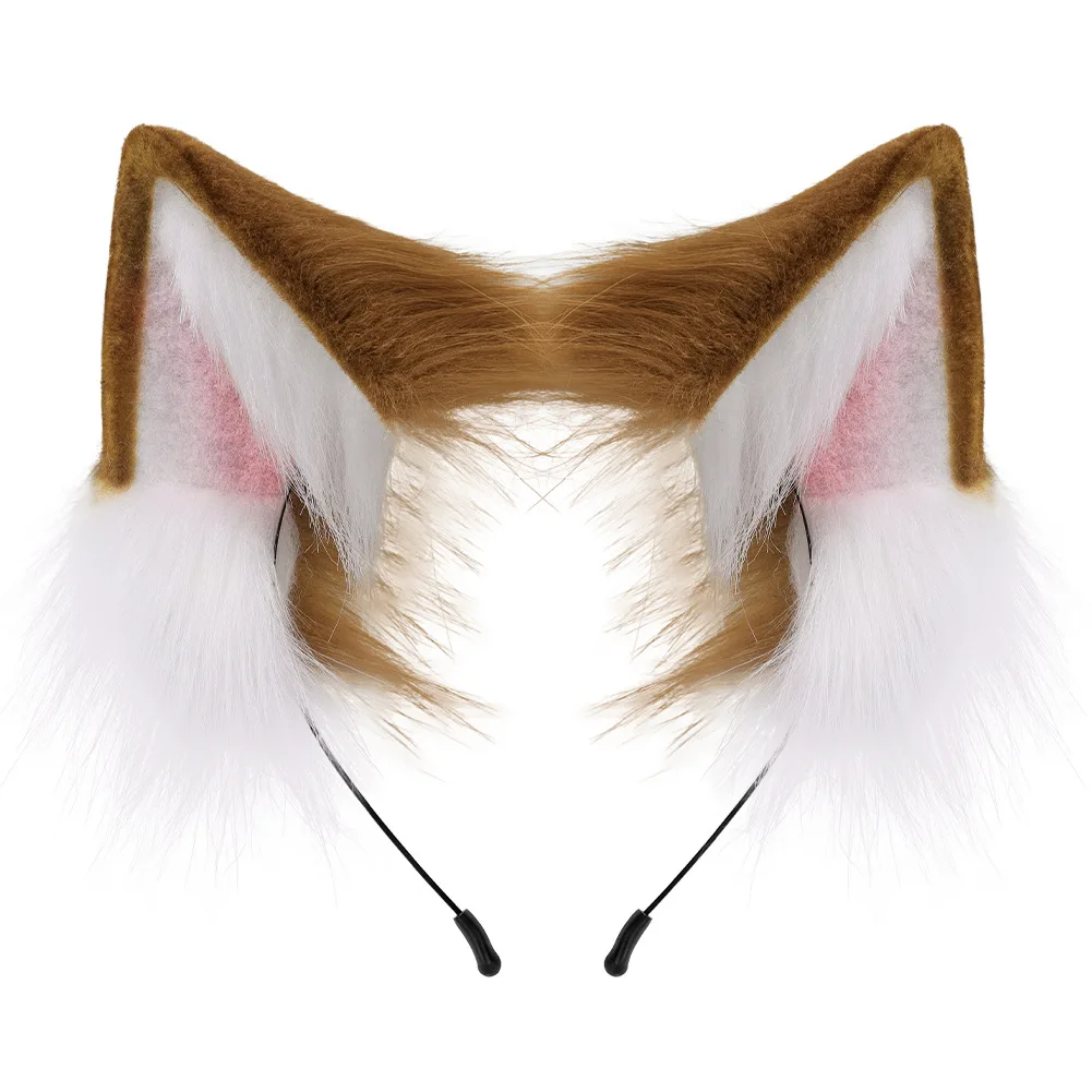 Cerceau de cheveux d'oreille de renard fait à la main pour enfants, spectacle de balle d'animal, coiffure, oreille de loup, cosplay mignon, accessoires en direct