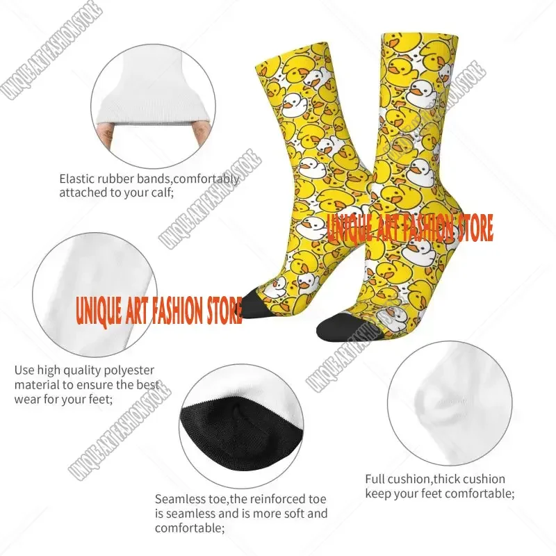 Cute Rubber Ducks Pattern Men's Crew Socks Unisex Funny Non-Slip Funny Crazy Socks