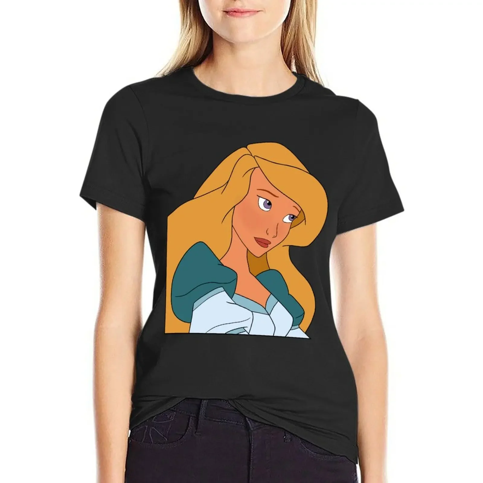 

Blushing Odette-The Swan Princess Sticker T-Shirt anime clothes blanks plain Women's t-shirt
