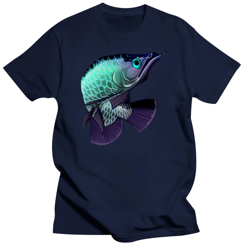 Men's Arowana fish  t shirt Designs cotton O Neck Costume Fitness Basic Spring Letter shirt