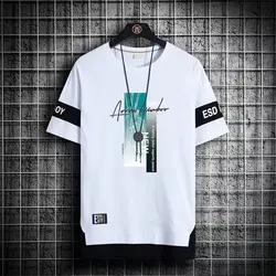 Summer hot selling men's short sleeved T-shirt men's new casual versatile half sleeved T shirt  trend color blocking top Tshirt
