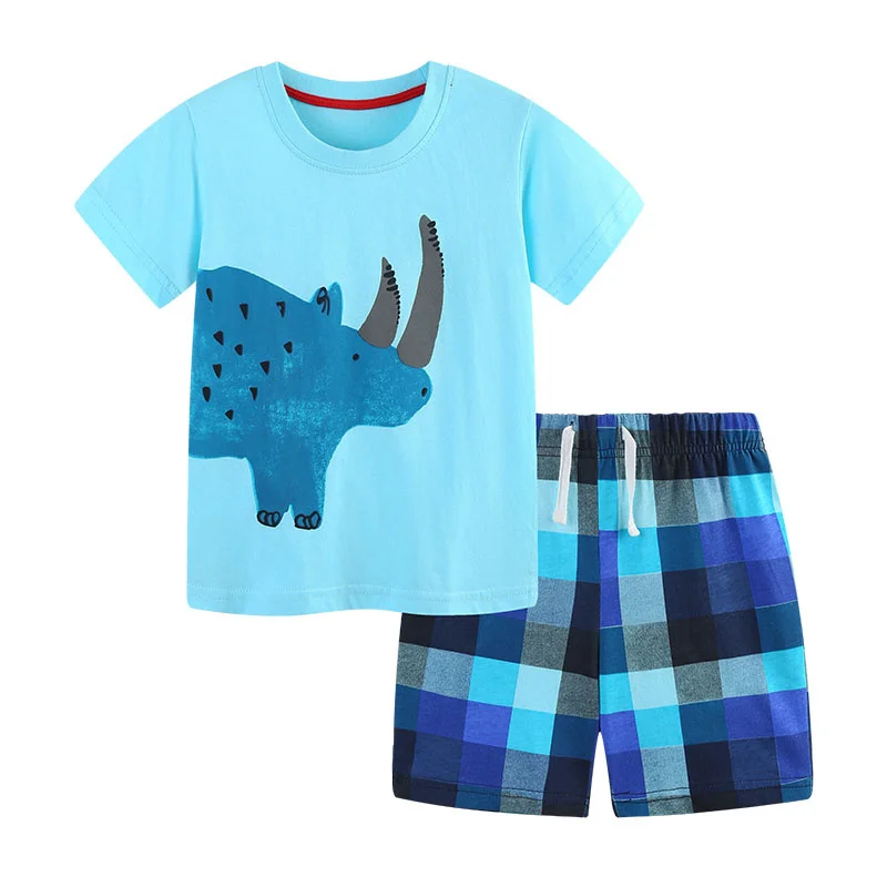 

New Arrival Short Sleeve Tshirts + Shorts 2 Pcs Sets Boys Dinosaurs Outfits For Summer Girls Clothing Sets Baby Fashion Suits