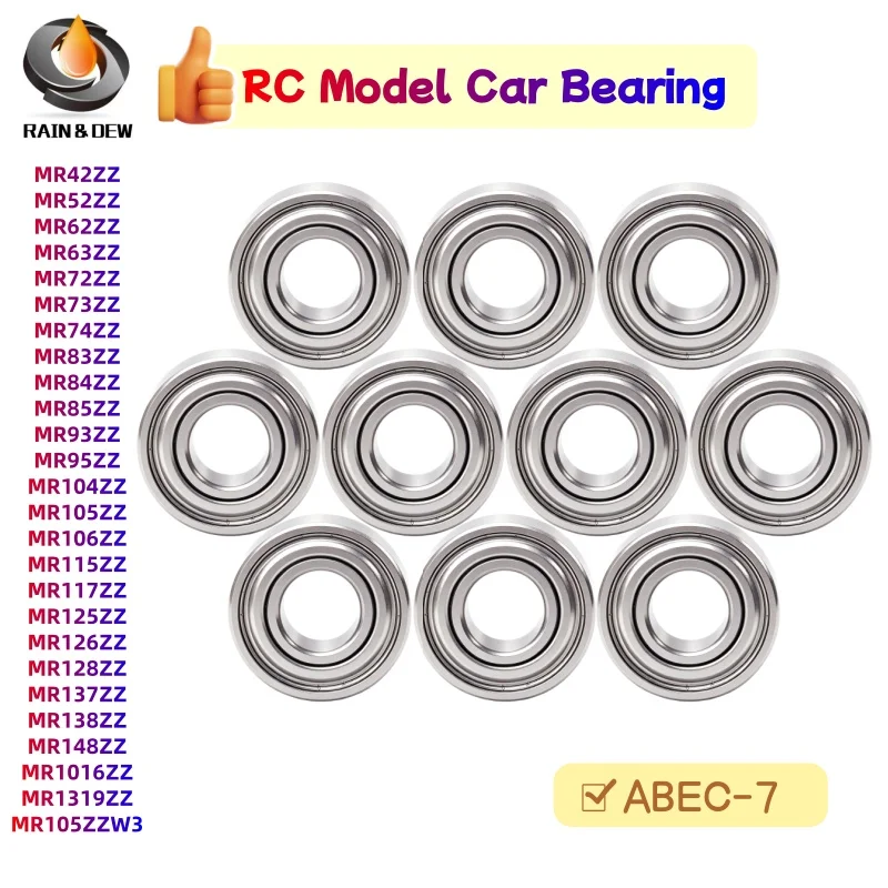 10Pcs Bearings MR52 MR62 MR63 MR74 MR83 MR84 MR85 MR93 MR95 MR104 MR105 MR106 MR115 MR117 MR126 MR128 MR137 MR138 MR148 ZZ