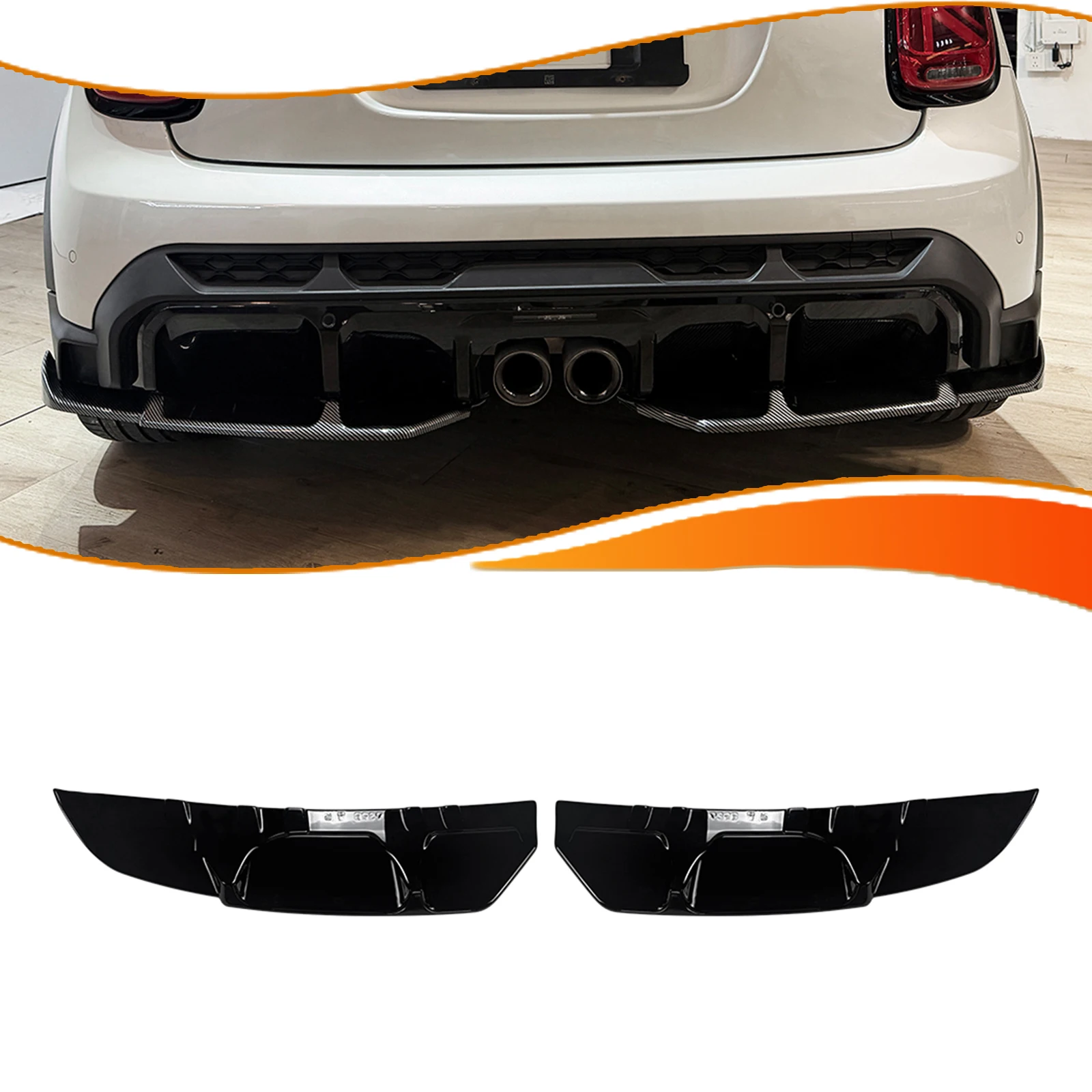 Rear Bumper Diffuser Bracket Lip Boot Lower Spoiler Splitter For Mini Cooper F55 F56 F57 JCW 2022-2024