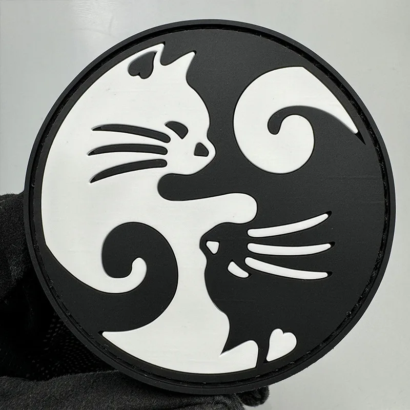 Yin Yang Cat PVC Morale Patch – Tactical Hook & Loop Badge for Backpacks, Vests & Gear view 3