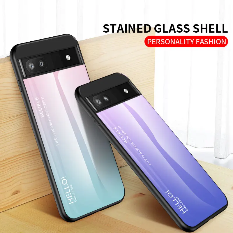 For Google Pixel 6 6A Case Tempered Glass Luxury Gradient Soft Silicone Frame Cover Phone Case For Google Pixel 6A 6 7A 7 Pro