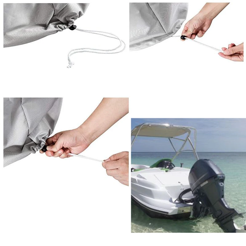 Waterproof 210D Oxford Boat Motor Cover Breathable Durable Drawstring Design Yacht Outboard Engine Cover 2.5-10HP