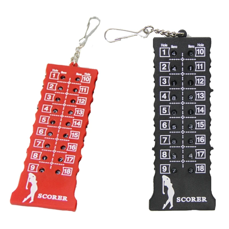 18 Hole Golf Stroke Putt Score Counter Golf Score Indicator With Key Chain, Golf Score Counter Black Red 