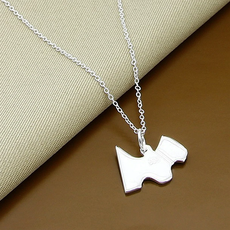 

925 Sterling Silver Necklace Cartoon Dog Pendant 18 Inch Chain Necklaces Women's Fashion Wedding Party Jewelry