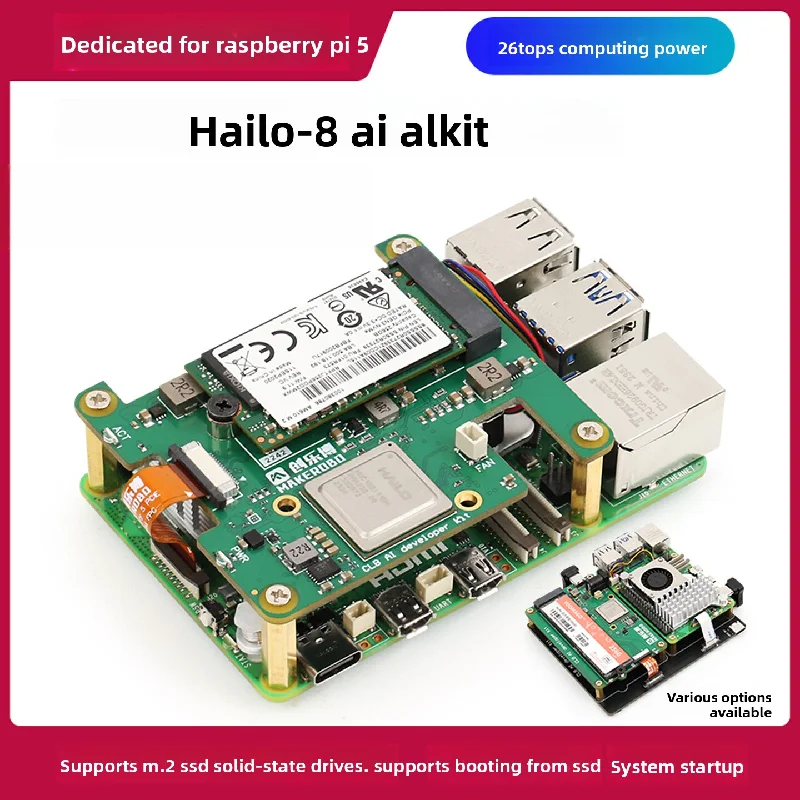 Raspberry Pi 5 Hailo-8 AI Accelerator HAT 26 TOPS Smart High Performance Industrial Edge Computing IoT Gateway Module