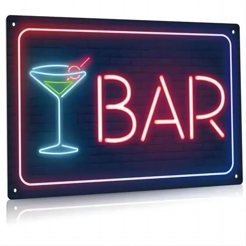 1pc Bar Neon Sign, Neon Light Sign Bar Open Sign VintageMetal Sign For Home Bar Store Party Decor, Includes BusinessHours Sign 1