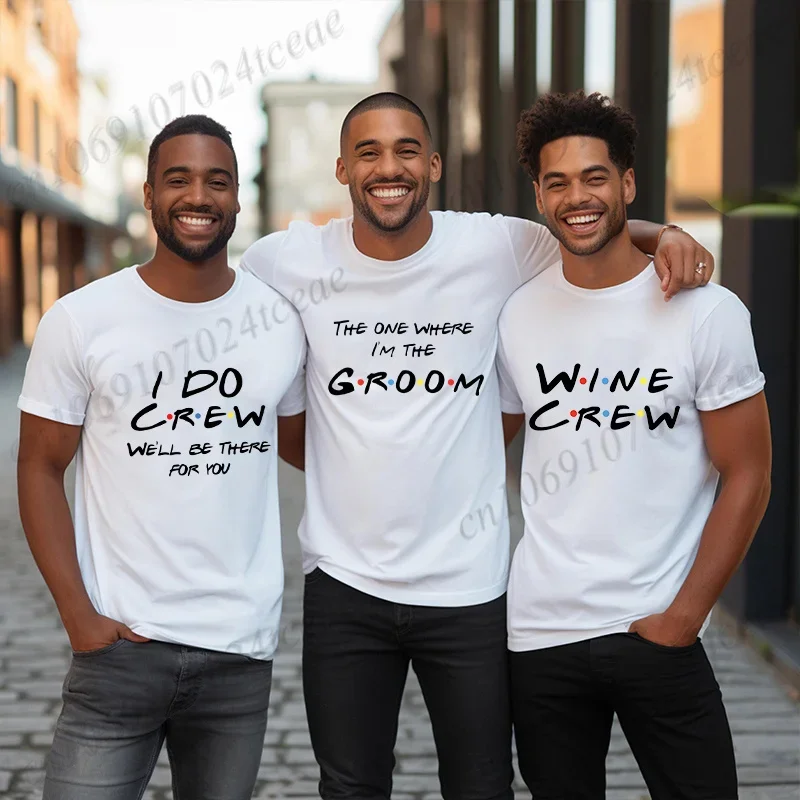 Team Groom Squad Best Man T-shirt Wine Crew Shirt Men's Bachelor EVG Party Squad Tshirt Wedding Y2k Tops Oversized Clothing