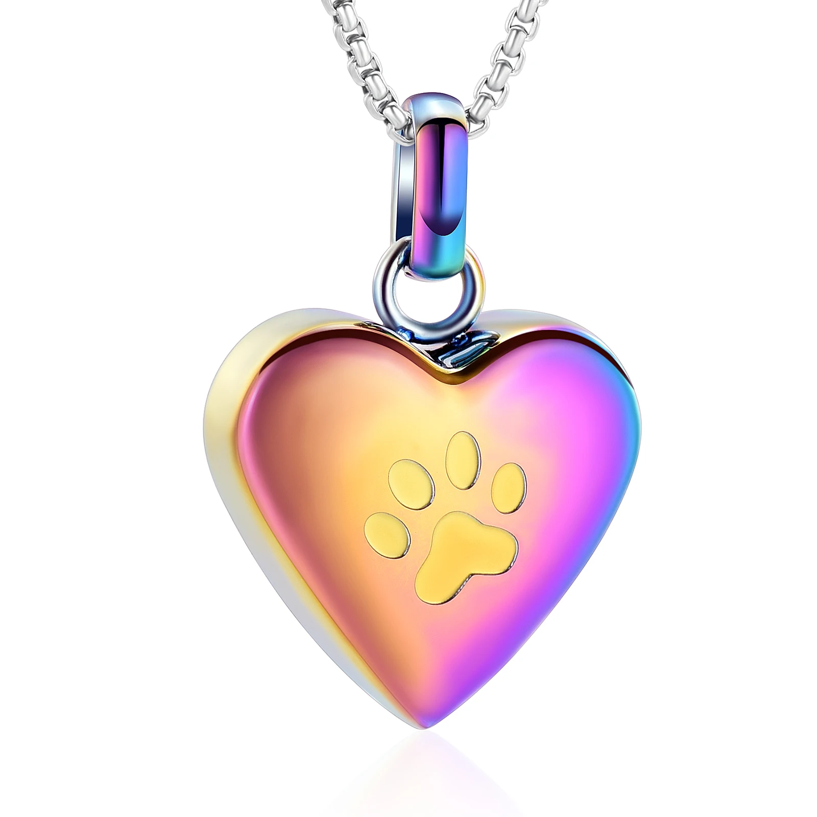 IJD8455 Dog Paw On My Heart Stainless Steel Cremation Jewelry Pendant For Ashes Loss Of Pet Keepsake Memorial Urn Necklace
