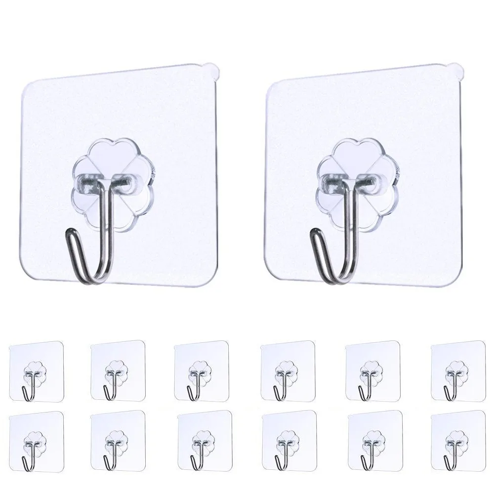 Wall Hanging Hook, No Punching Sticky Wall Hanging, Suitable for Bedroom Heavy Duty Kitchen and Bathroom Transparent Floor