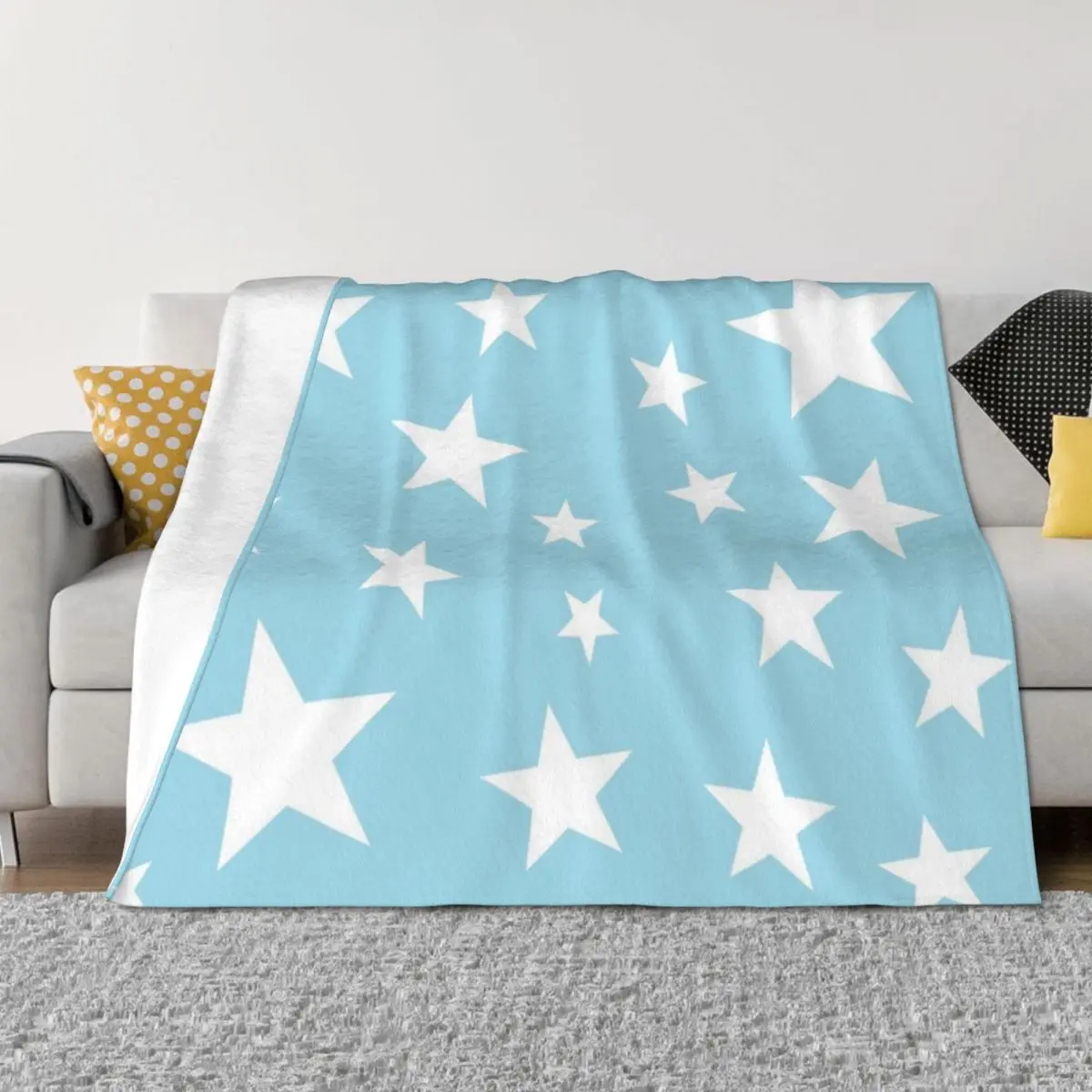 

Baby Blue Stars Throw Blanket christmas decoration Plaid Beautifuls Loose Blankets