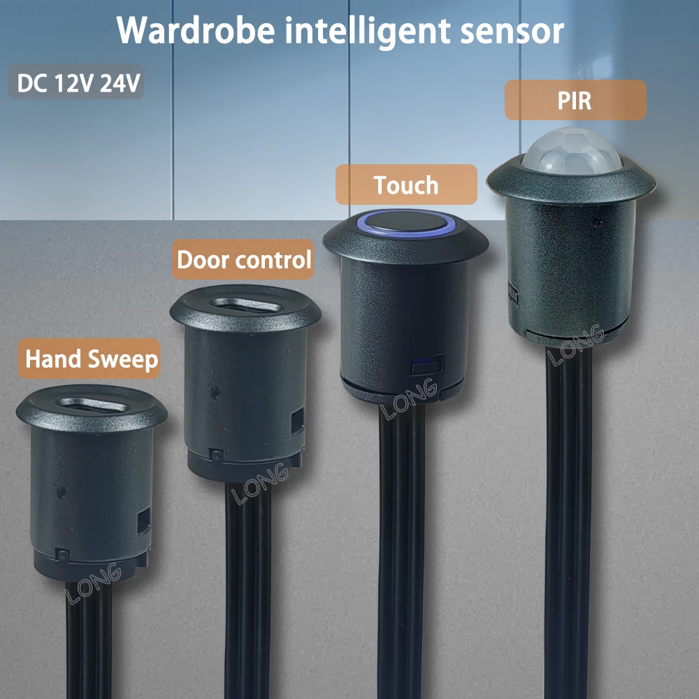 Interruptor con Sensor de Luz para Armario 5A DC12V 24V, Interruptor Inteligente con Sensor Táctil de Desplazamiento Manual, Control de Puerta con Sensor de Atenuación, Interruptor de Montaje Oculto