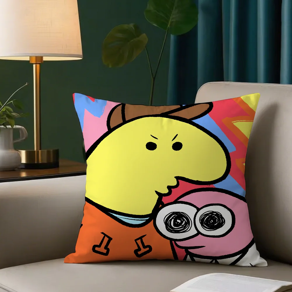 CARTOON S-Smiling Friends Pillow Case Cover  Square Sofa with Pillow Case for Home Use