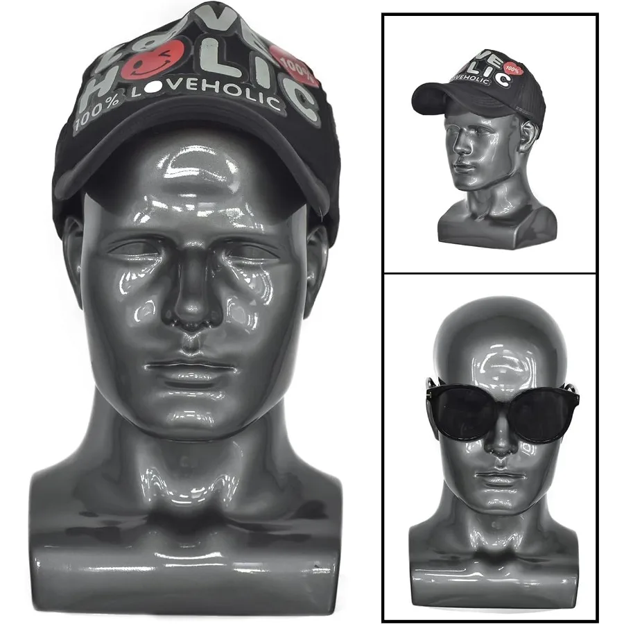 PVC 마네킹 헤드 블랙 남성 마네킹 모델 디스플레이 모자 스카프 가발 헤어 안경 모자 미용 스타일링 도구