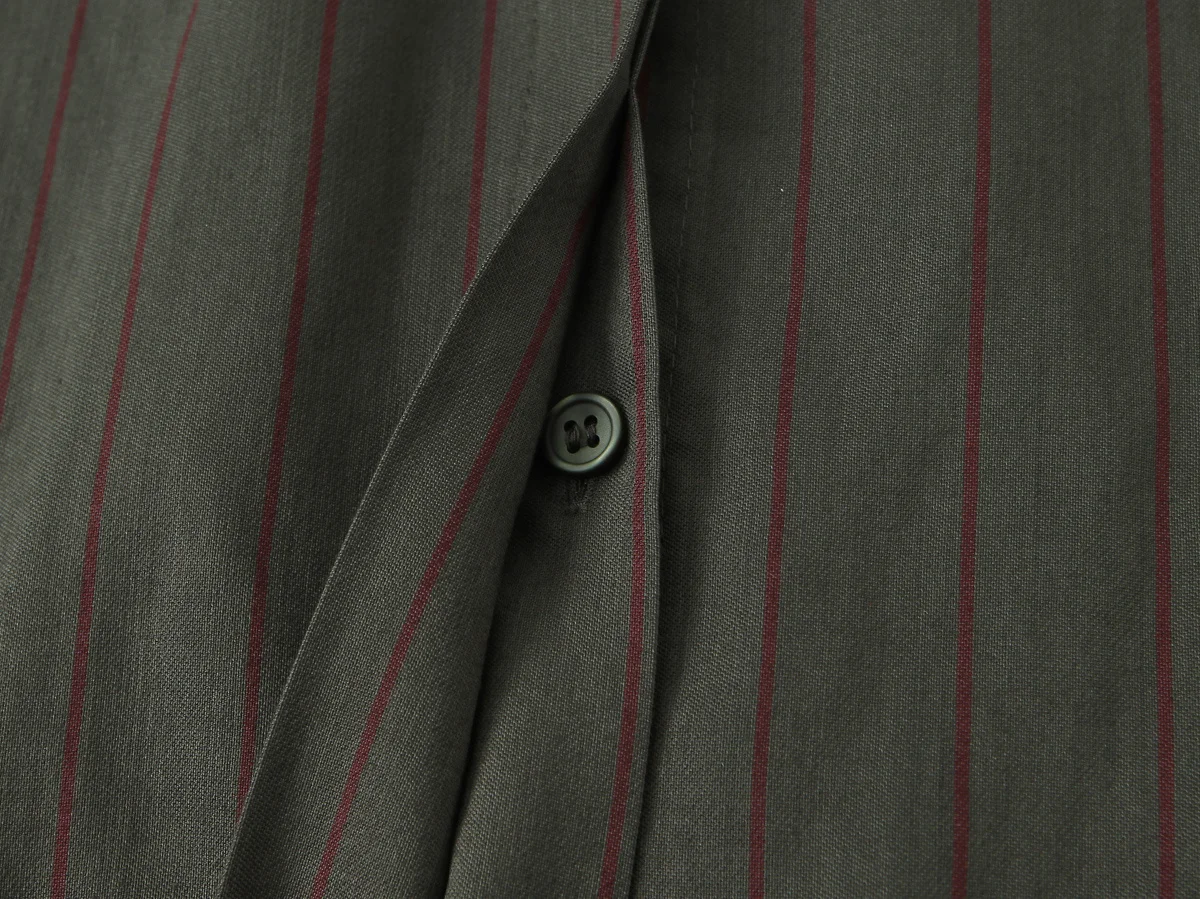 قميص نسائي غير رسمي جديد لشتاء 2025 فضفاض ومتعدد الاستخدامات أنيق بأكمام طويلة وياقة واقفة مخطط