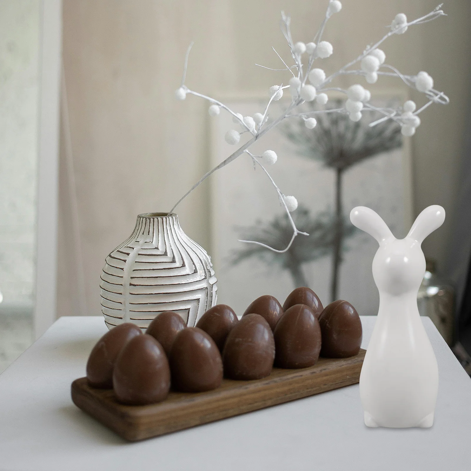 

Ceramic Rabbit Decoration Modern Minimalist Bunny Statue for Living Room Bedroom Home Decor Shelf Display Spring Holiday