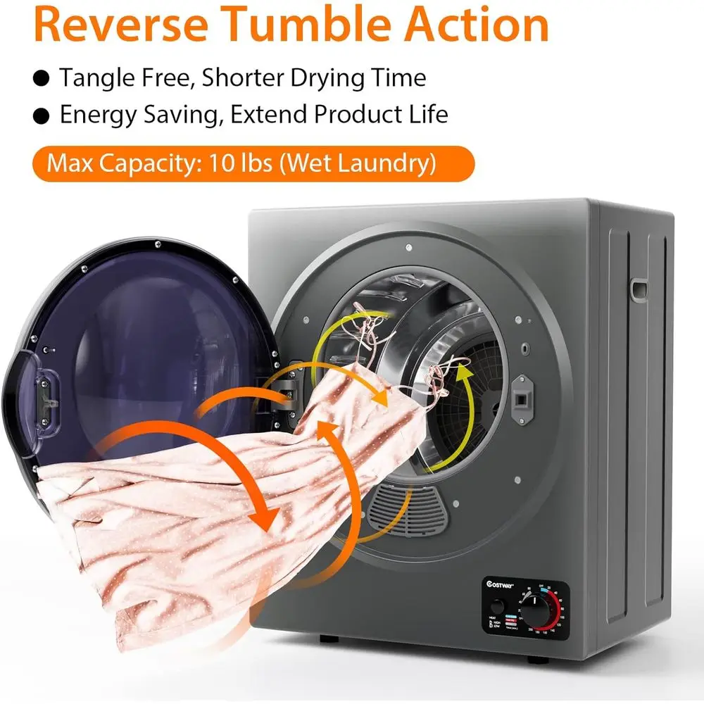 Portable 110V Electric Clothes Dryer with Stainless Steel Tub and Easy Control Panel for Automatic Drying