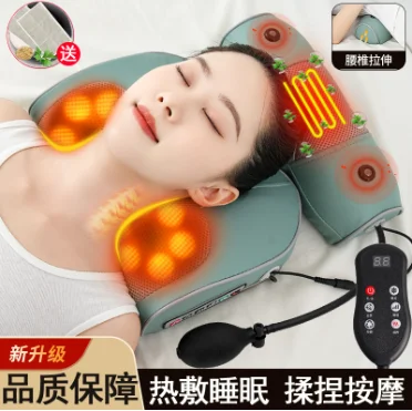 

Cervical massager device Neck massage pillow Waist neck shoulder moxa hot compress lumbar airbag stretch pillow for home use